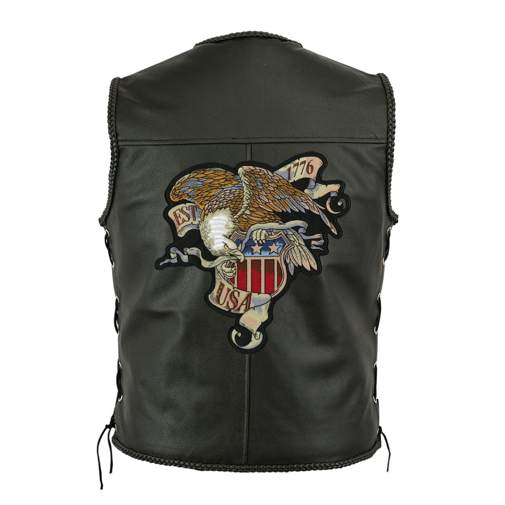 : VEGASBEE AMERICAN BALD EAGLE US NATIONAL SYMBOL BIKER JACKET  VEST LARGE EMBROIDERED IRON-ON PATCH 12 USA (Gray-White)