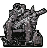 Deadwood Gunslinger Skeleton Patch 8.5" | Embroidered Cowboy Skull Large Iron On