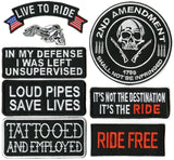 FTW Live to Ride 15pc. Patch Set | #1 American US Flag Skull Pow Mia Harley Club Small Motorcycle Starter Patches