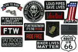 FTW Live to Ride 15pc. Patch Set | #1 American US Flag Skull Pow Mia Harley Club Small Motorcycle Starter Patches