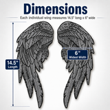 Reflective Angel Wing Patches 14" | "Saints & Sinners" Black Realistic Wings & Feathers Light Activated Guardian Angels Back Patch | Embroidered Iron On