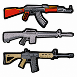 Assault Rifle Patches 4.5" | Military Guns M4 AK47 M16 Embroidered Patch 3pc. Set