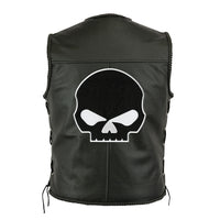 Punisher Willie G. Skull Patch | Black Embroidered Skeleton Iron On | Large