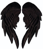 Black Angel Wing Patches 14” | "Saints & Sinners" Guardian Angels Realistic Wings and Feathers | Embroidered Back Patch