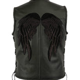 Black Angel Wing Patches 14” | "Saints & Sinners" Guardian Angels Realistic Wings and Feathers | Embroidered Back Patch
