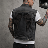 Black Angel Wing Patches 14” | "Saints & Sinners" Guardian Angels Realistic Wings and Feathers | Embroidered Back Patch