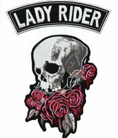 3D Skull Bleeding Roses + Lady Rider Rocker | Large Patch Women's 2pc