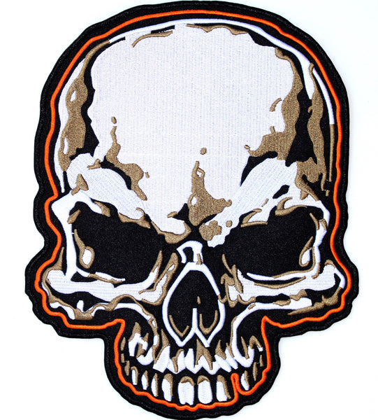 Camo Skull Patch 10" | Skeleton Realistic Metal Half Skull | Embroidered Iron On Large