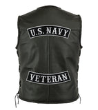 US Navy Veteran Rockers 12" | IFC Rail Road Military Vet Top Bottom Rocker Patch | Large Embroidered Iron On Motorcycle Jacket Patches | 2pc. Set
