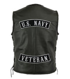 US Navy Veteran Rockers 11.5" | Carnevalee Military Vet Motorcycle Jacket Top Bottom Rocker Patches | Large Embroidered Iron On 2 pc. Set