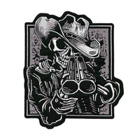 Shotgun Skull Patch | Cowboy Skeleton | Large Embroidered Iron On 12.5"