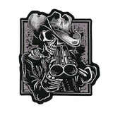 Shotgun Skull Patch | Cowboy Skeleton | Large Embroidered Iron On 12.5"