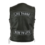 Live to Ride, Ride to Live Rocker Patches 12" | Large Embroidered Jacket Back Patch