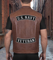 US Navy Veteran Rockers 12" | IFC Rail Road Military Vet Top Bottom Rocker Patch | Large Embroidered Iron On Motorcycle Jacket Patches | 2pc. Set