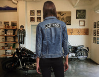 Lady Rider Top Rocker Patch 11" | Double Border Womens Biker Vest Back Patches Embroidered Iron On Large