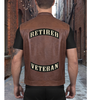 Retired Veteran Rockers 12" | Military Vet Recon Motorcycle Jacket Back Patches | Large Embroidered Iron On 2 pc. Set