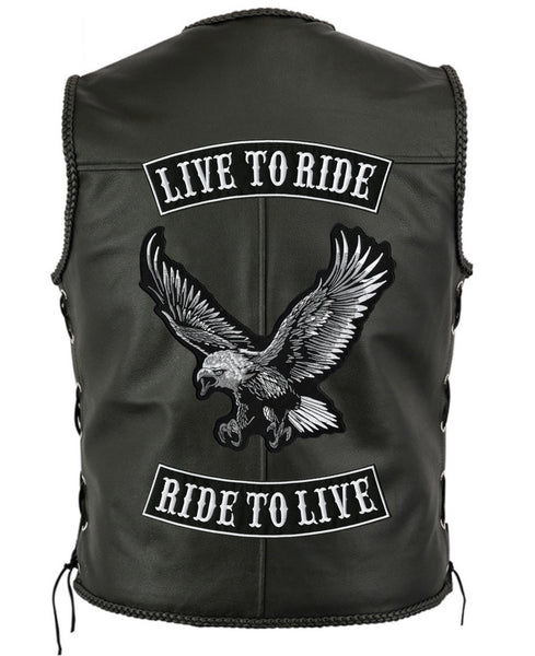 3pc Live To Ride Rocker + Eagle Patch | Ride To Live | Large Embroidered 12"