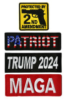 Trump 2024 MAGA Patriotic Patches | Tactical Hook and Loop 6pc. Set American Flag Military 2nd Amendment | Make America Great Again!