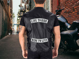 Live to Ride, Ride to Live Rocker Patches 12" | Large White/Black Embroidered Motorcycle Jacket Back Top Bottom Patch