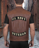 US Navy Veteran Rocker Patches 12" | Large Military Vet Embroidered Motorcycle Jacket Patch Iron On 2 pc. Set
