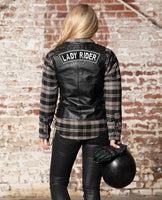 Lady Rider Top Rocker Patch 11" | Double Border Womens Biker Vest Back Patches Embroidered Iron On Large