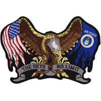 US Military Air Force Eagle Patch 11" | Patriotic Vet American Flag | Iron On Embroidered Large