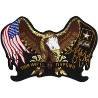 US ARMY Eagle Patch 11" | Military Patriotic Vet American Flag | Iron On Embroidered Large
