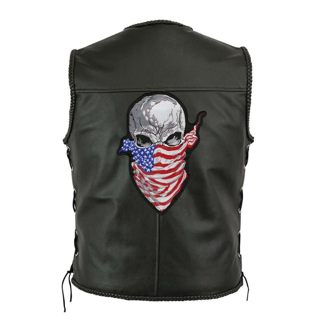 Patriotic Skull US Flag Bandana Patch – 12x9 Inch Iron On/Sew On Back Patch For Jackets - View #6