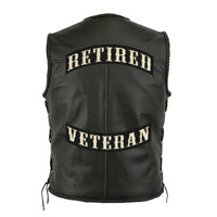 Retired Veteran Rockers 12" | Military Vet Recon Motorcycle Jacket Back Patches | Large Embroidered Iron On 2 pc. Set