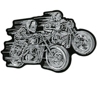Skeleton Cruiser Patch | Cafe Speed Racer | Embroidered Iron On | Large 10"
