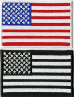 American Flag Patches US Red White Blue | Iron On Sew On Logo Embroidered | 2pc Set