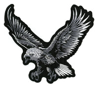 Silver Eagle Patch 9.5" | Freedom Patriotic | Embroidered Iron On | Large