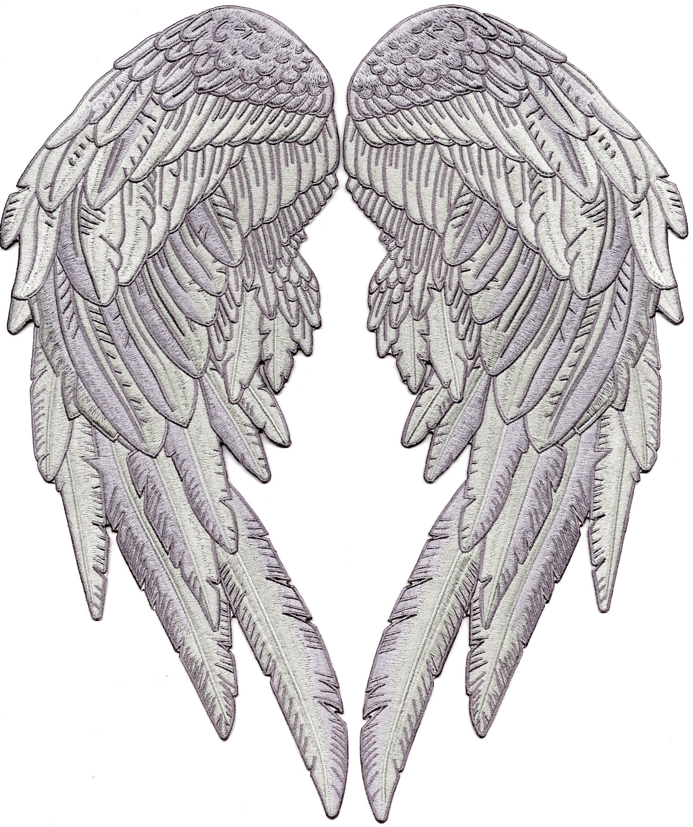 Gold Metallic Angel Wing Patches 14 | Saints & Sinners Realistic Wings  and Feather Guardian Angels Back Patch | Embroidered Iron On | Large 2pc.