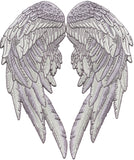 Silver Angel Wing Patches 14” | "Saints & Sinners" Guardian Angels Realistic Embroidered Wings and Feathers | Back Patch