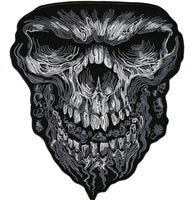 Evil Skull Patch 11" | Metal Head Wicked Halfskull Realistic Hollow Goth Skeleton | Large Embroidered Iron On
