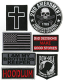 16pc. POW MIA | Dont Tread On Me | FTW | American Flag | Hoodlum | Cross | John 3:16  | Religious/Christian | Military Patches | Embroidered Small Patch Set
