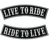 Live to Ride, Ride to Live Rocker Patches 12" | Large Embroidered Jacket Back Patch