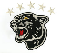 Black Panther Stars Patch | 6pc Set Animal | Embroidered Iron On | Large 8x8