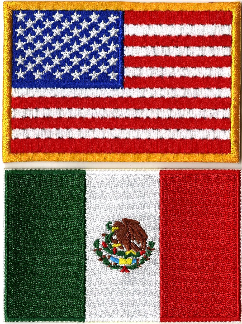 Iron On USA Mexico Flag Patch  Embroidered Patches by Ivamis Patches