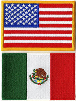 Mexican American Flag Patches | USA Patriotic | Embroidered Patch | Iron On Small 3.25"