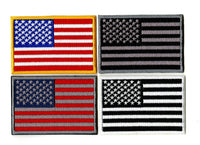 4pc American Flag Patches | USA Patriotic Red White Blue | Small Tactical Velcro Iron or Sew Hook Loop | Embroidered Patch
