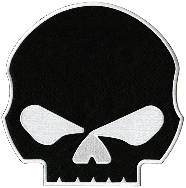 Punisher Willie G. Skull Patch | Black Skeleton | Embroidered Iron On | Large 9.5"
