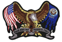 US Military Eagle Patch 11" | Patriotic Vet American Flag | Iron On Embroidered Large