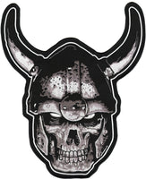 Wicked Viking Skull Patch 12" | Realistic Metal Halfskull Goth Punk Skeleton Dead Demon Slayer Large Center Back Patch Iron On Embroidered