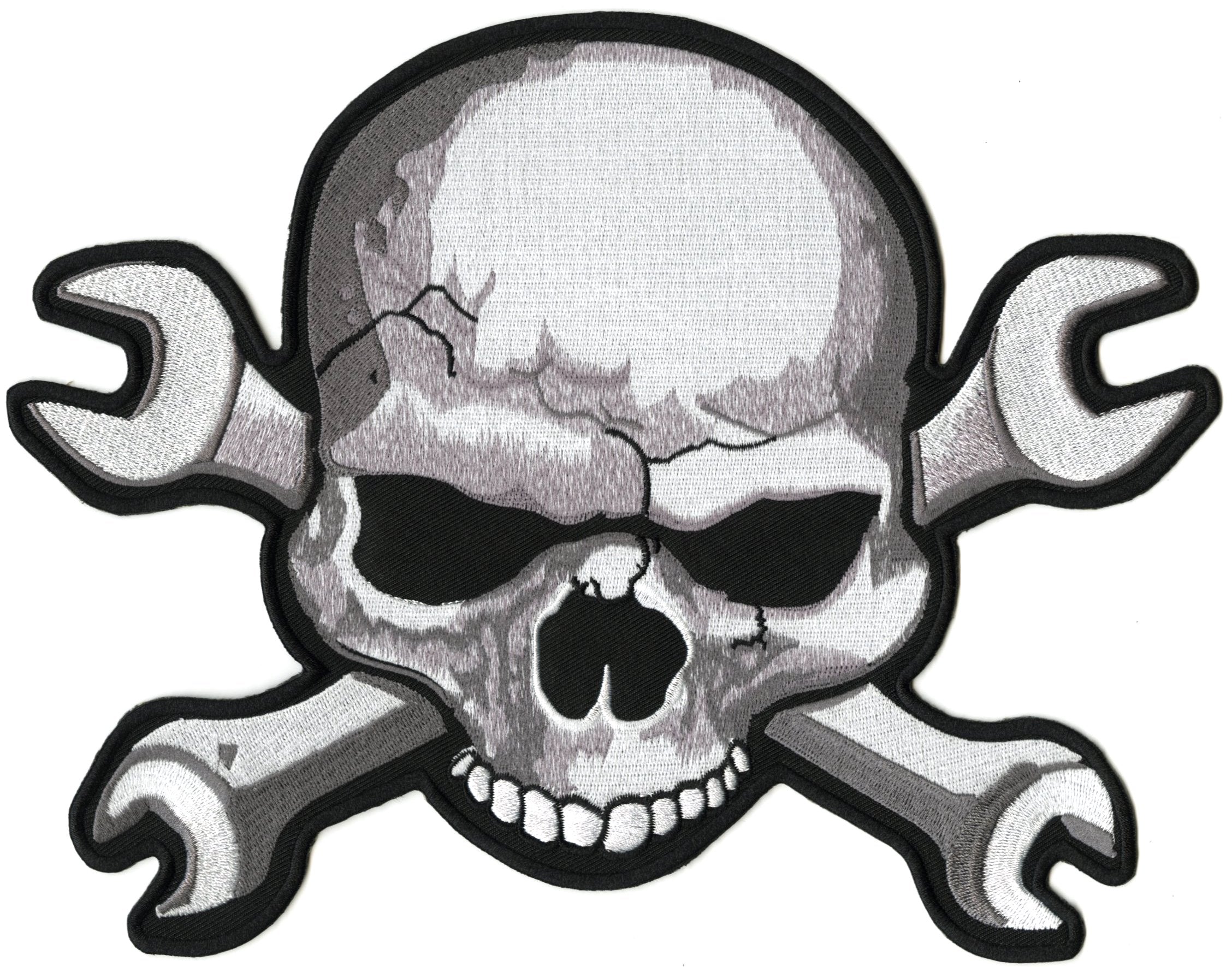 Back Patches for Jackets, Biker Scull Patches, Large Patches White, Red,  Black 