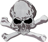 Skull & Crossbones Patch | Halfskull Skeleton | Embroidered Iron On | Large 9.5"